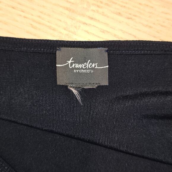 Chico's Travelers Black 3/4 Sleeve Slinky Knit Tunic Top Size 3 XL - Picture 5 of 6